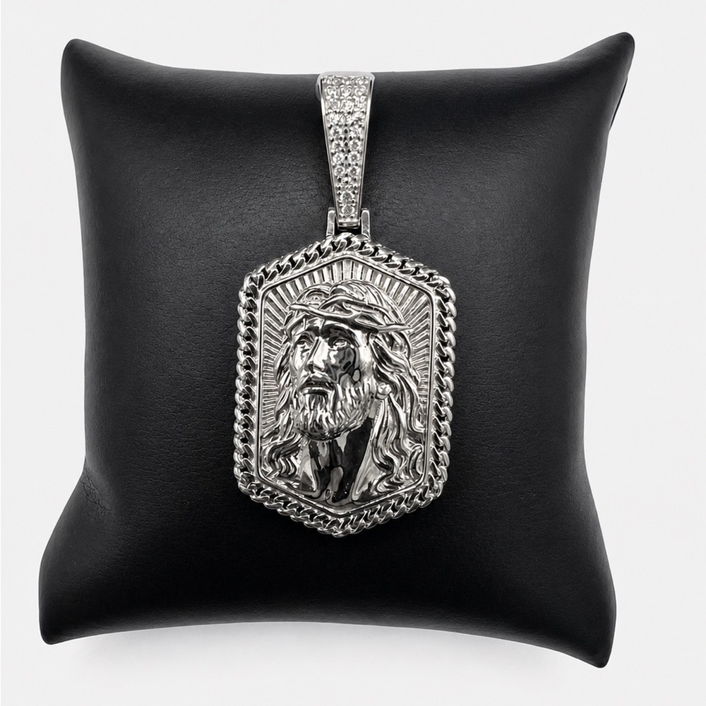 925 Sterling Silver 0.20CT MOISSANITE Jesus Men’s Pendant